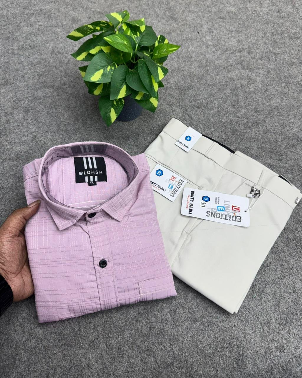 Cotton Shirt + Polo Fit Pant
