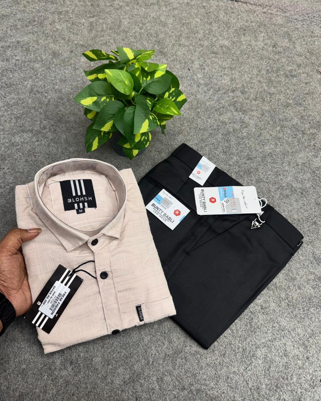 Cotton Shirt + Polo Fit Pant