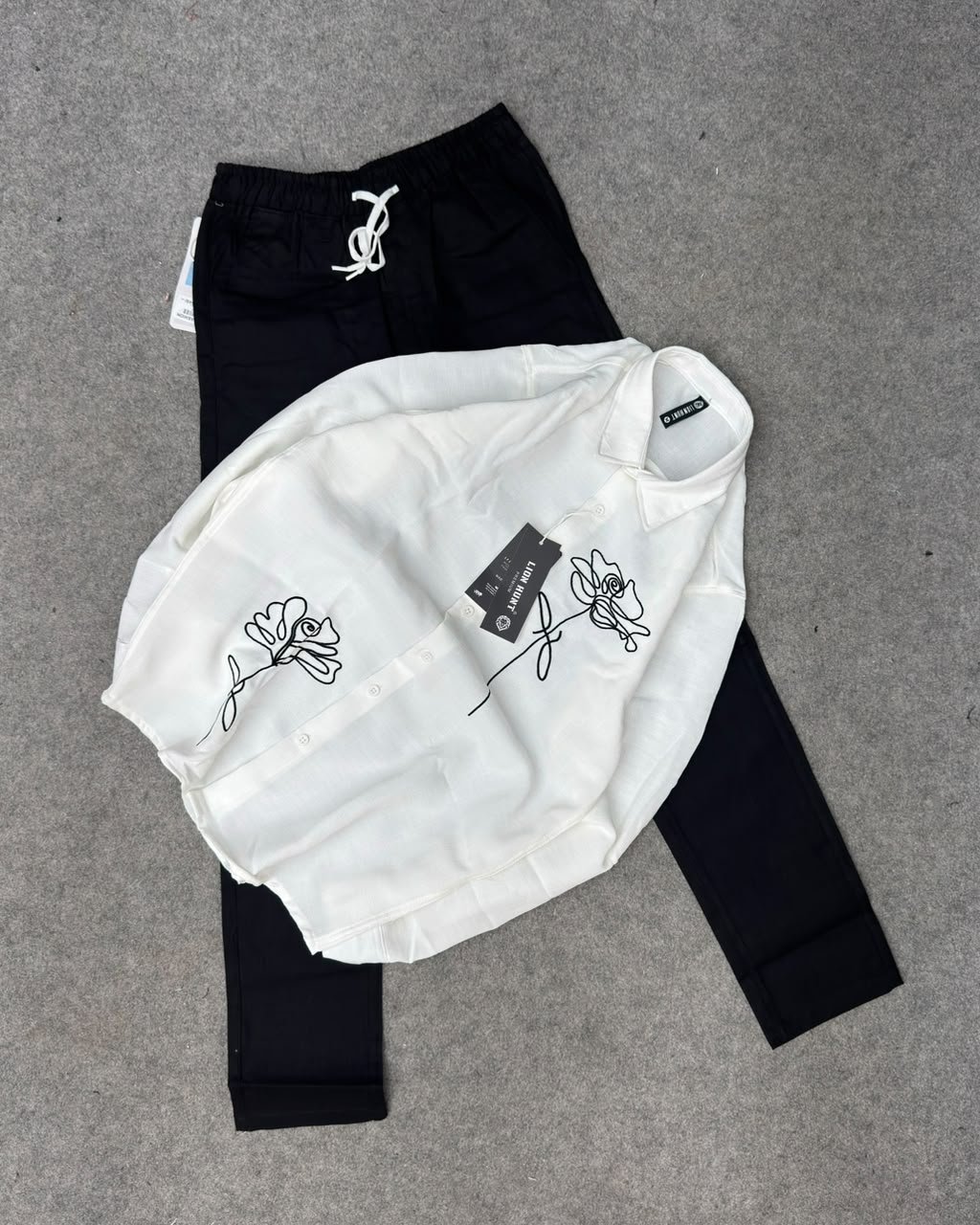 Korean Embroidery Shirt & Linen Phant Combo